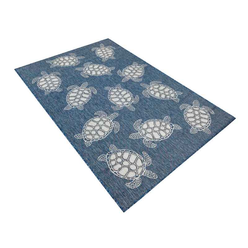 Indoor/Outdoor Textured Sea Turtles Polypropylene Rug, 7'10